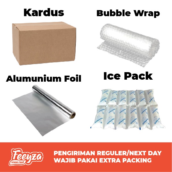 

Feeyza Extra Packing (WAJIB UNTUK PENGIRIMAN REGULER/NEXT DAY) Kardus + Bubble Wrap + Alumunium Foil + Ice Pack/Thermafreeze