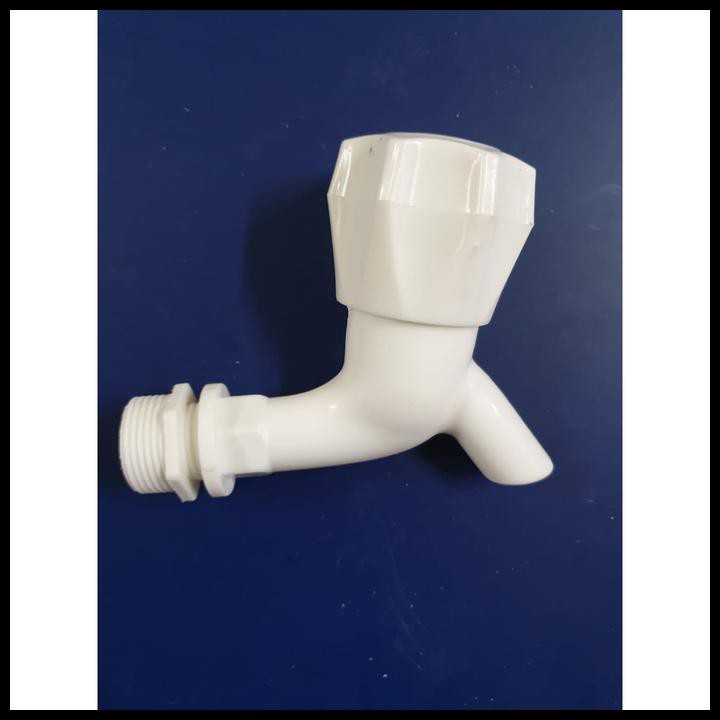 PAKET HEMAT KERAN AIR TEMBOK PVC / KRAN AIR PLASTIK PVC / KRAN AIR MEREK TESON - PUTIH