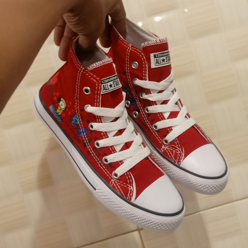 Sepatu anak Sneakers high boots BT21 import Fashion Casual Terbaru Murah laki laki dan Perempuan COD