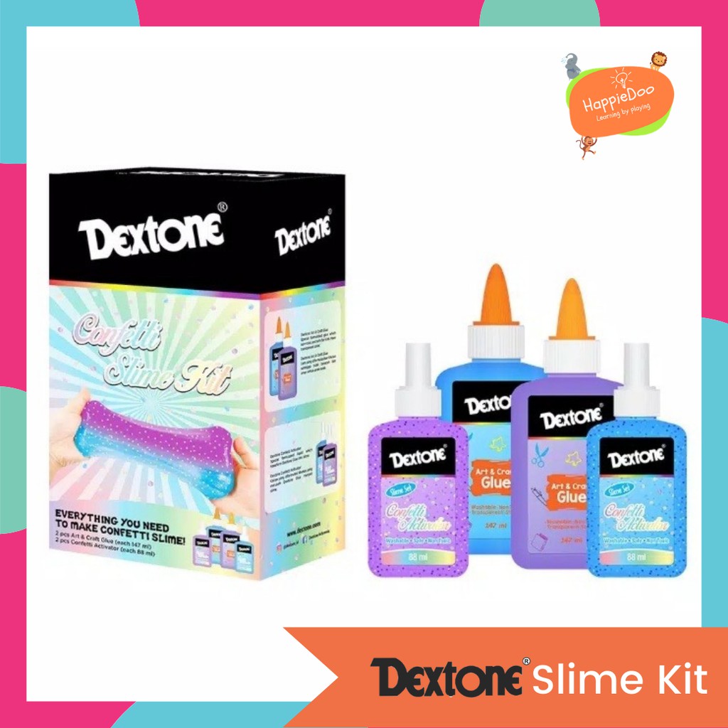 Dextone Slime Kit - Rainbow Unicorn Confetti Metallic Glow in Dark - Original Lem Glitter Toys