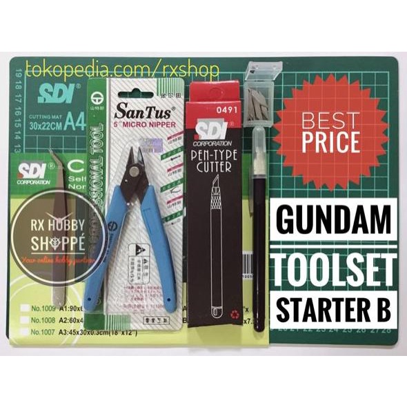 

[[[TERBARU BISA COD]]] Toolkit Starter set gundam tang pinset marker pen cutter cutting mat