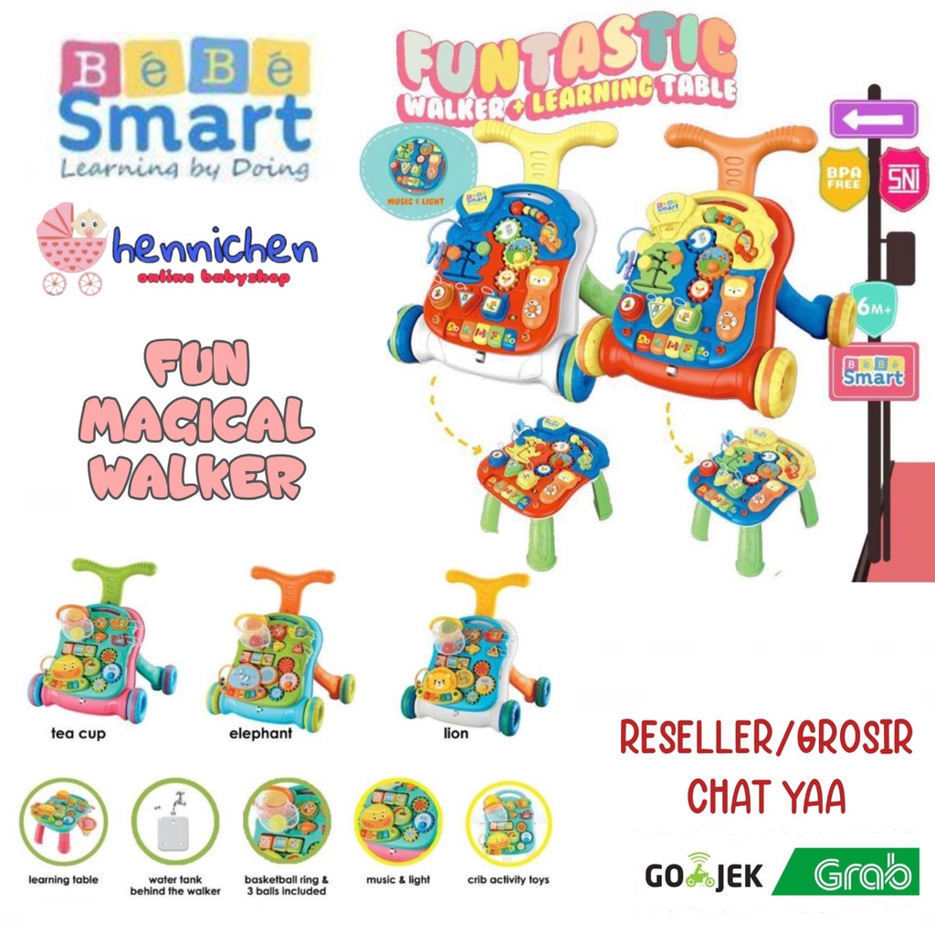 READY GRAB GOJEK BEBESMART BHS 105 BHS 106 BHS 107 FUN MAGICAL WALKER +LEARNING TABLE ALAT BELAJAR JALAN BAYI BEBE SMART