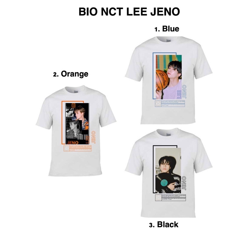 Baju Varian Tulisan dan Bergambar Bio NCT Lee Jeno