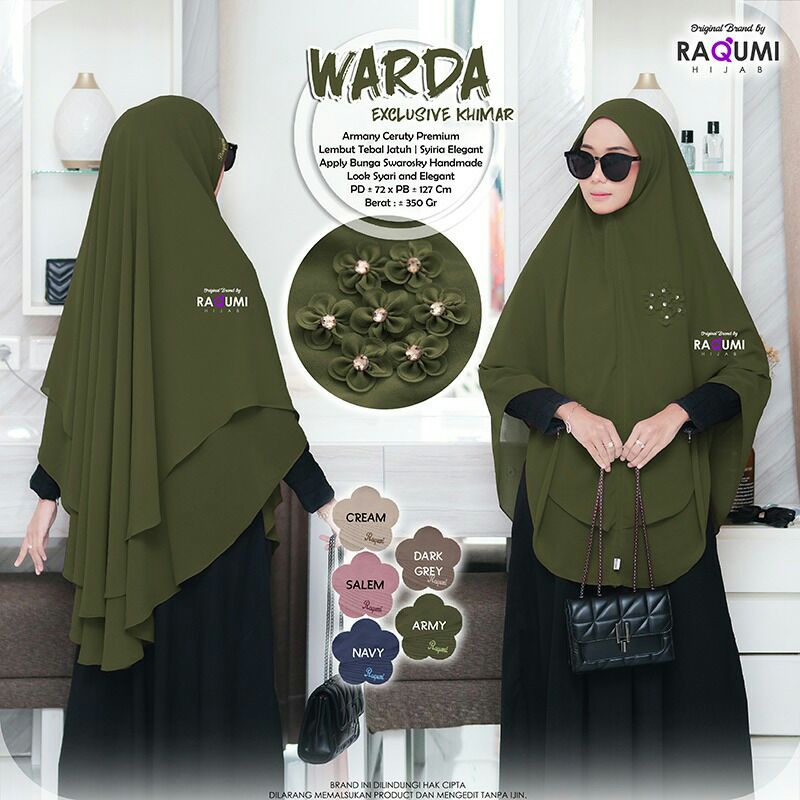 Hijab Khimar Instant Terbaru Warda Exclusive Original Raqumi
