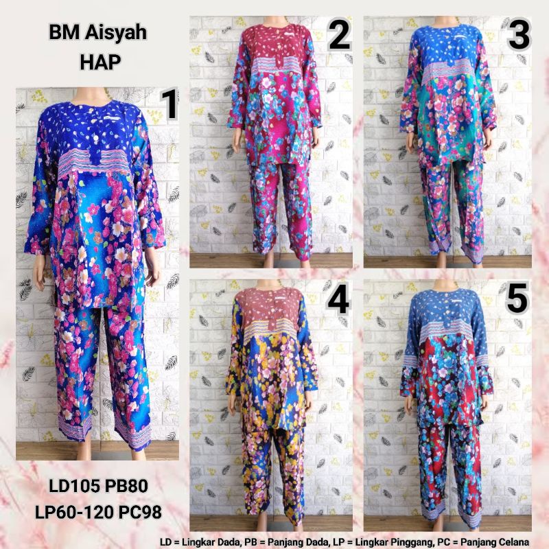 SETELAN BM AISYAH HAP PIYAMA BAJU TIDUR BATIK PANJANG BUSUI FRIENDLY