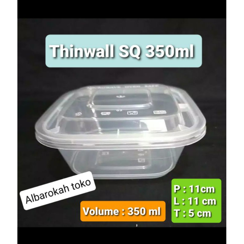 Thinwall Square 350 ml (untuk dessert box atau salad buah) / kotak persegi volume 350 ml