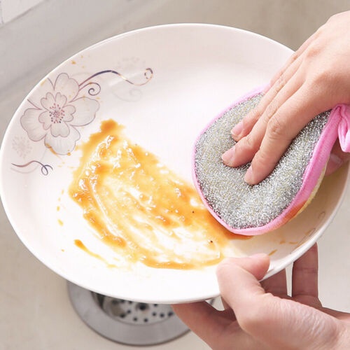 SPONS CUCI PIRING GELAS SENDOK PANCI 2 SISI HALUS DAN KASAR BENTUK BULAT / DOUBLE MAGIC DISHWASH SPONGE MEMBERSIHKAN MINYAK PENGGORENGAN