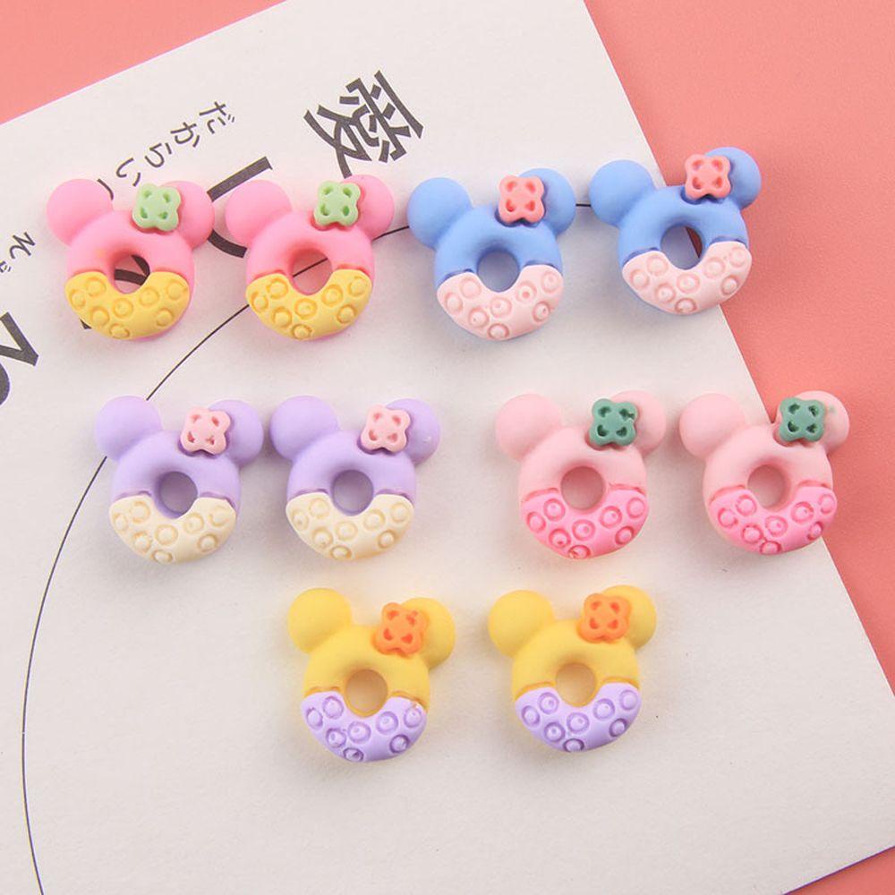 AUGUSTINA Agustina Donat Kuku Pesona Lucu Permen Warna Resin Flatback DIY Perlengkapan Kerajinan Mickey Mouse Manicure Aksesoris