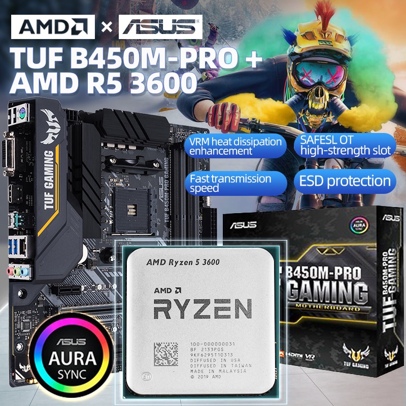 PREORDER AMD New Ryzen 5 3600 R5 3600 CPU + Asus TUF B450M PRO GAMING Motherboard Set Socket AM4 DDR