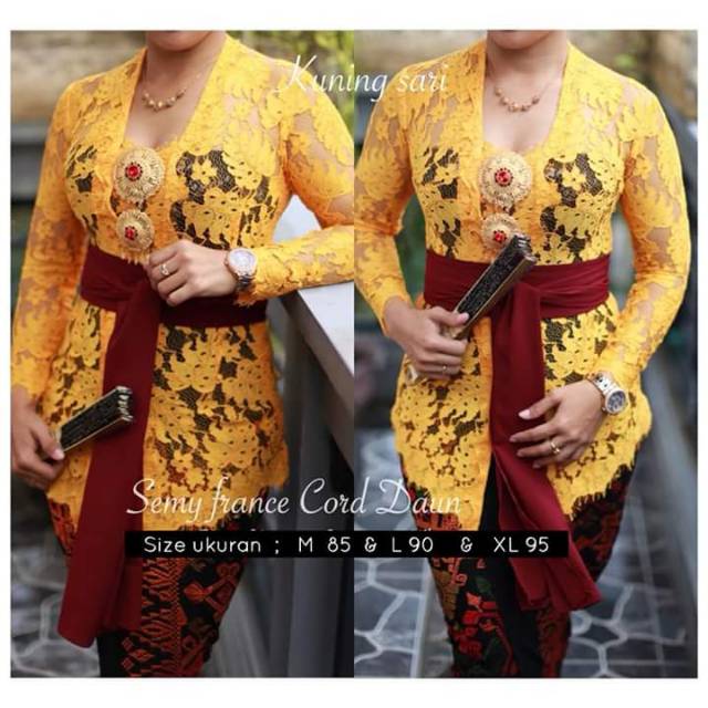 Kebaya Brokat Semi France Cord Daun