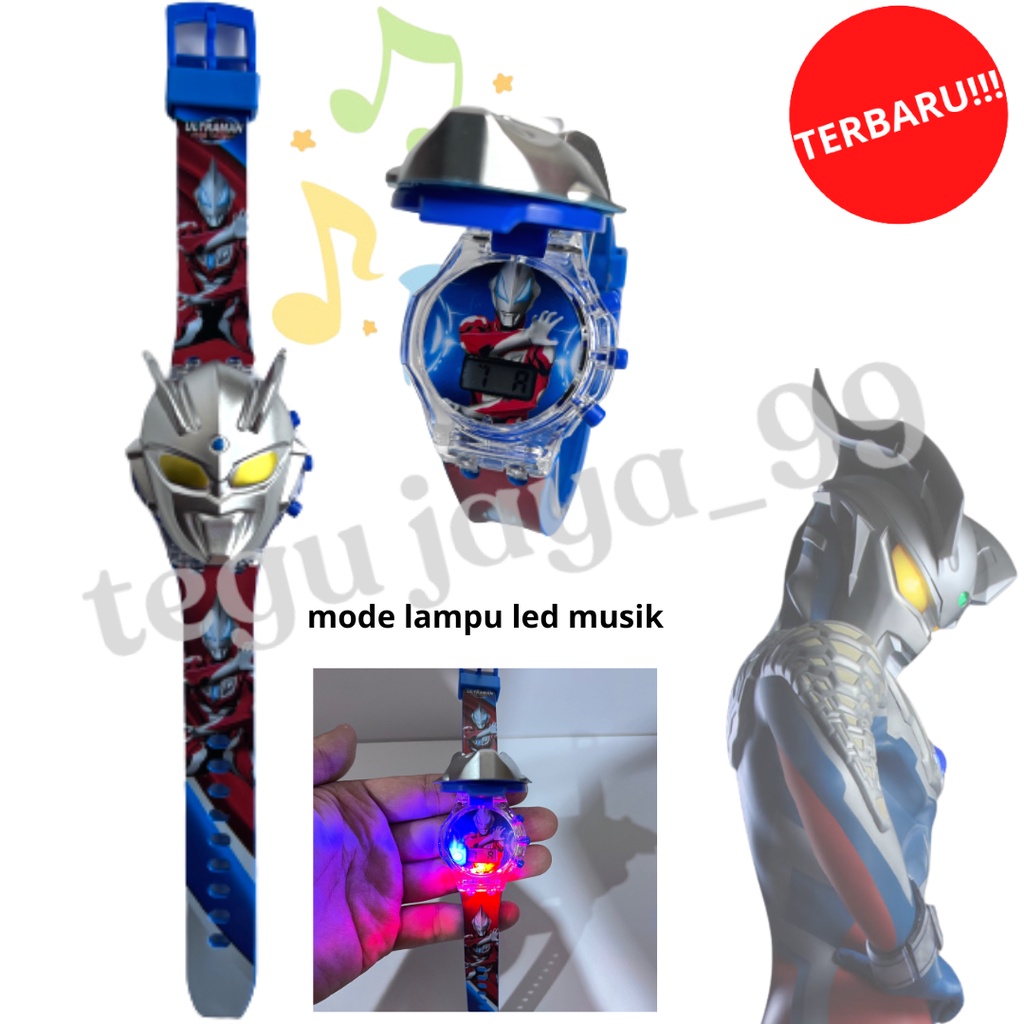 JAM TANGAN FASHION ANAK LAKI LAKI LAMPU DAN MELODY KARAKTER ULTRAMAN ZERO TE1055