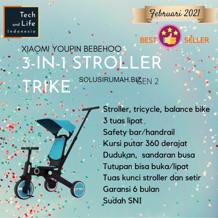 Xiaomi Bebehoo Gen 2 3-in-1 Stroller Sepeda Bayi Lipat Folding Trike