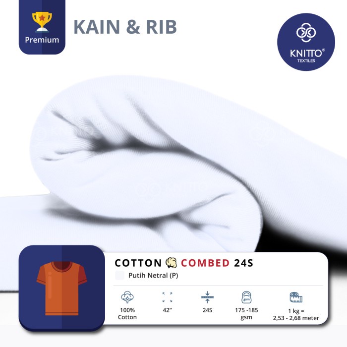 

DISKON- BISA COD KAIN COTTON COMBED 24S PUTIH + RIB (BAHAN KAOS)