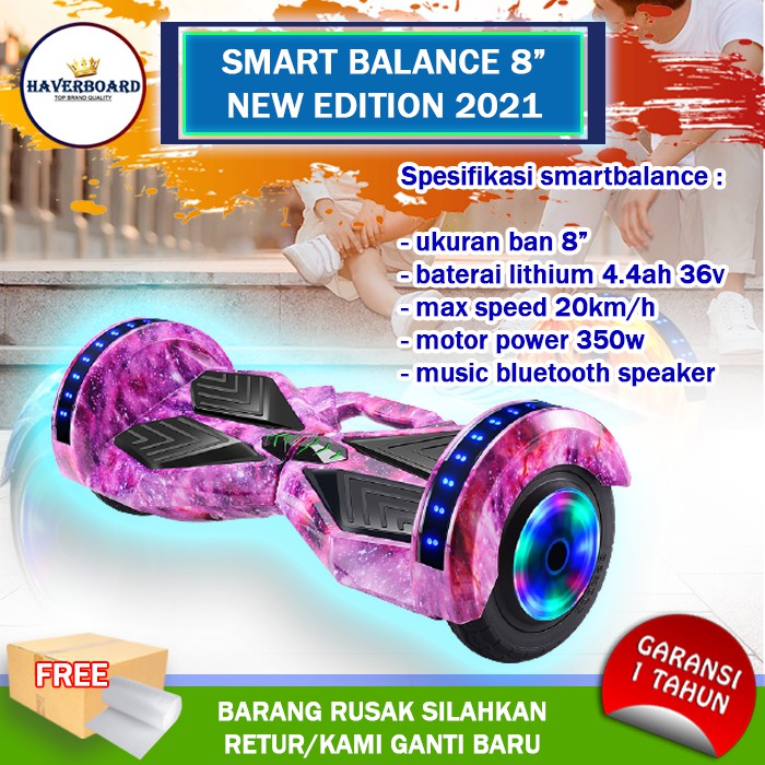 HOVERBOT hoperbot haper bot 8 inch 350W 20Km/hr led bluetooth musik speaker haverboard anak listrik 