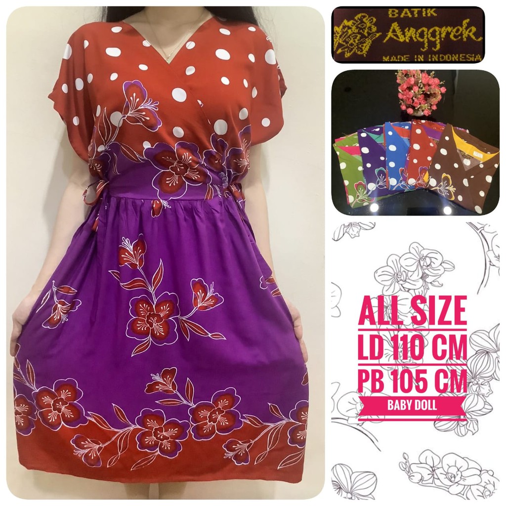  DASTER  CANTIK PREMIUM BATIK  ANGGREK  MIDI A1057 BABY DOLL 