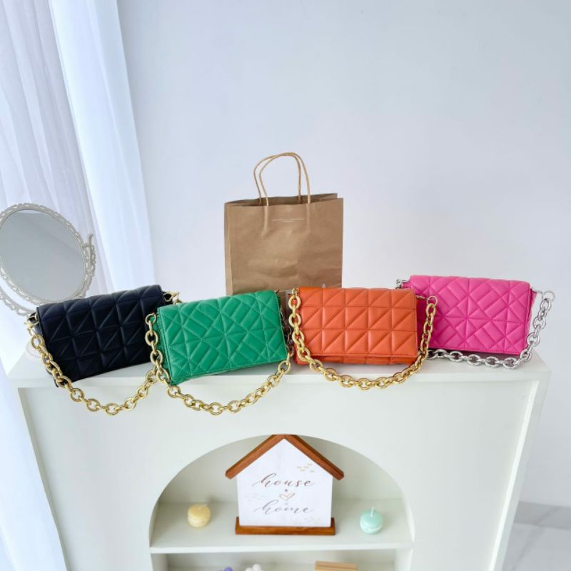 Tas Zara 261 Selempang Wanita Sling Bag Tali Rantai Free Paperbag