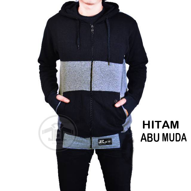 JEC Jaket Sweater Hoodie Zipper Combi ROUNDHAND Full Premium Tebal Distro