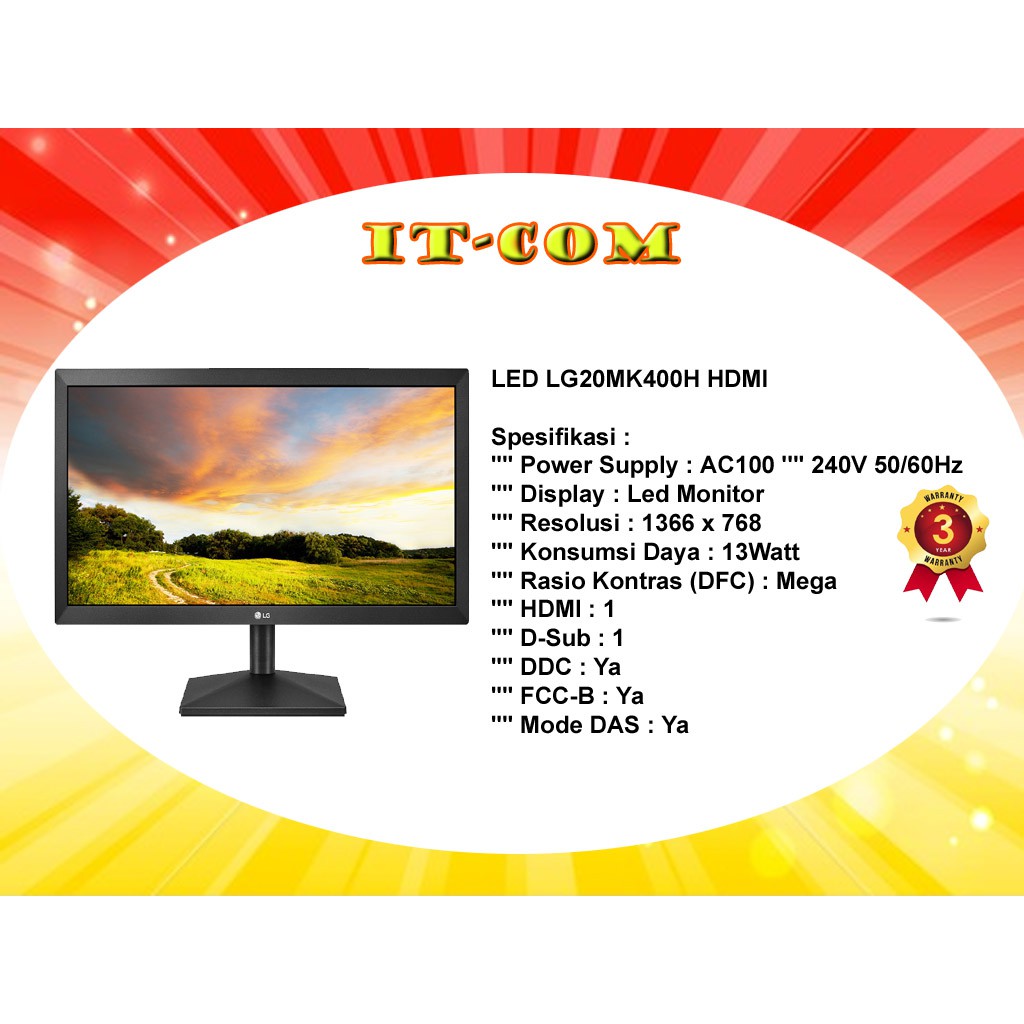 Monitor LED LG 20 inchi LG 20MK400H-B HDMI