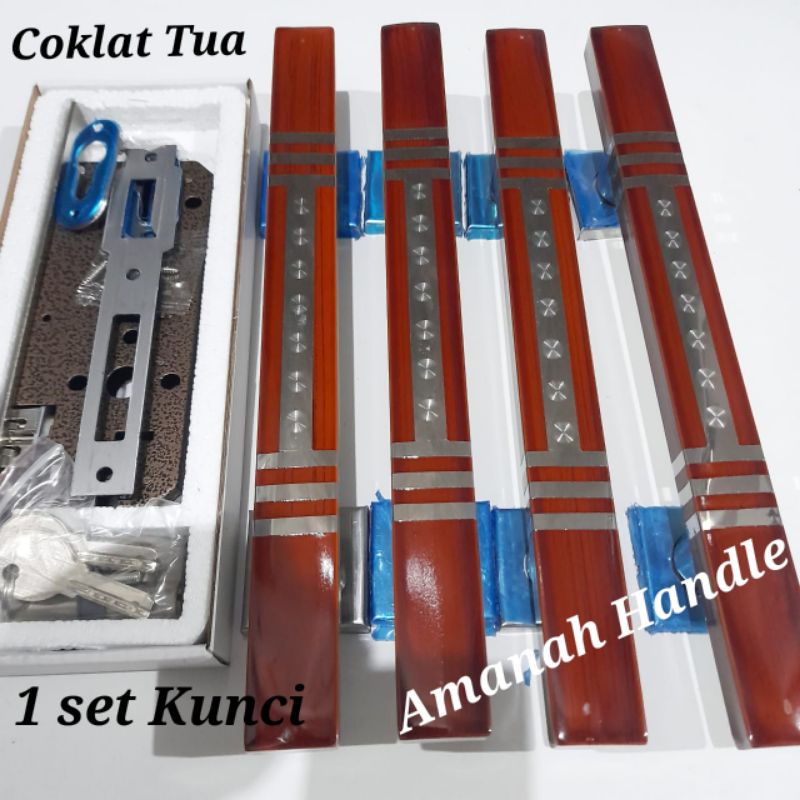 Handle pintu 45cm tarikan pintu rumah coklat - tarikan gagang pintu kupu tarung grafir