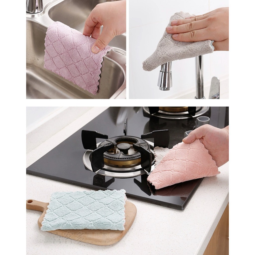 KAIN LAP DAPUR MICROFIBER CORAL FLEECE KAIN LAP ANTI MINYAK || TOWEL SAPU TANGAN SERBAGUNA