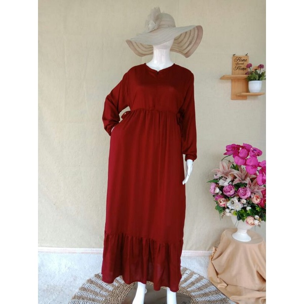 gamis long dress polos rayon viscose premium