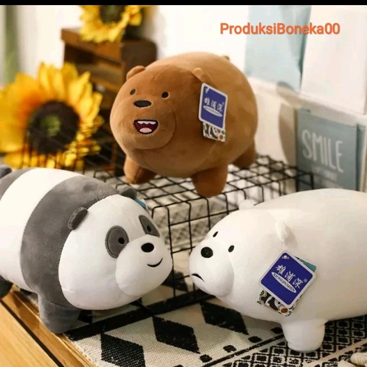 Miniso We bare Bears, Boneka we Bear Bears,berdiri, Standing WBB bonek - Bear hitamputih