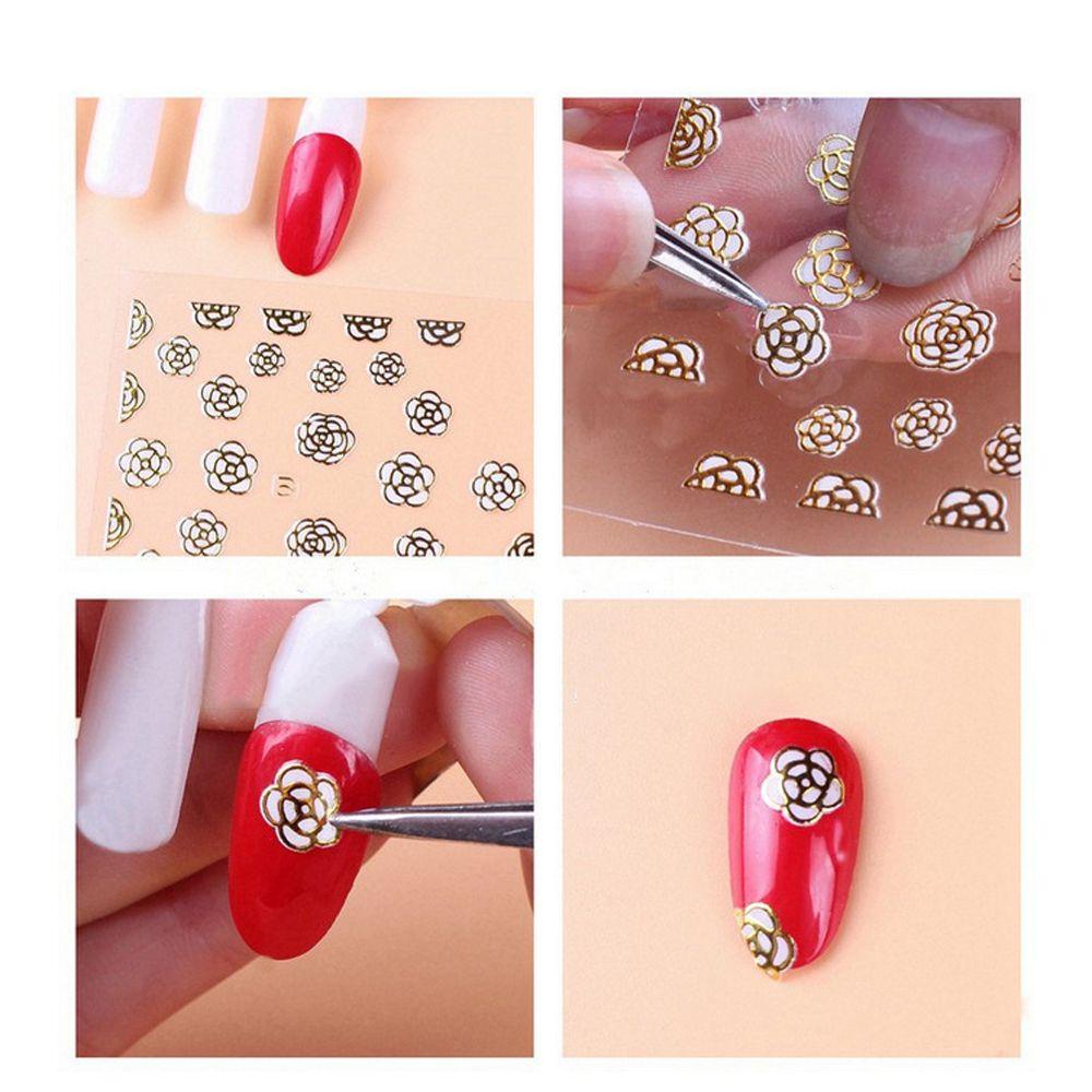 Needway   Smiley Stiker Kuku Wanita Warna-Warni Perekat Diri Manikur Aksesoris Nail Art Dekorasi