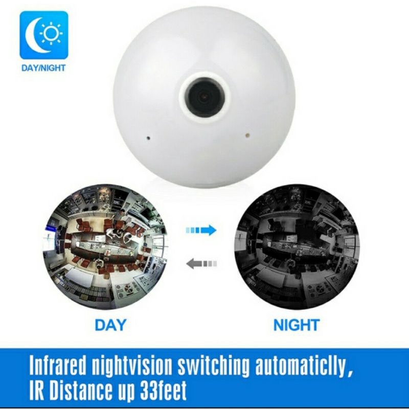 Kamera Cctv Ip Wifi Hd 5MP 1080p Panoramic 360 Derajat Bentuk Lampu Bohlam