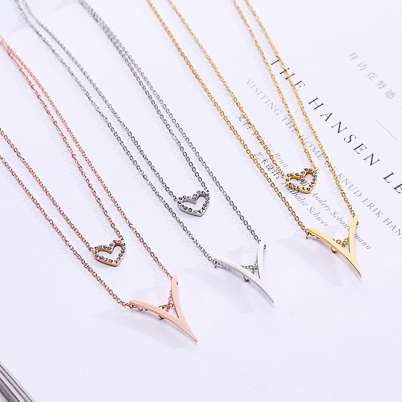 [New] Kalung fashion aksesoris titanium korea hadiah wanita anti karat KK073 2 layer