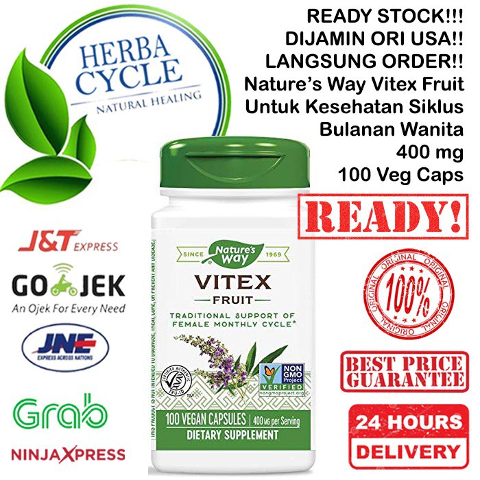 Natures Way Vitex Fruit 400 mg 100 Veggie Caps ORI USA Nature Way Vitex