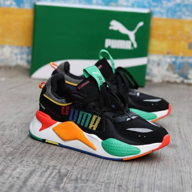 Puma rsx black logo multicolor