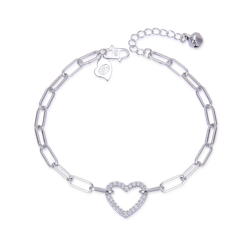 COD Gelang titanium lapis emas bola kristal berlian xuping Perhiasan perak 07b-112B-Perak