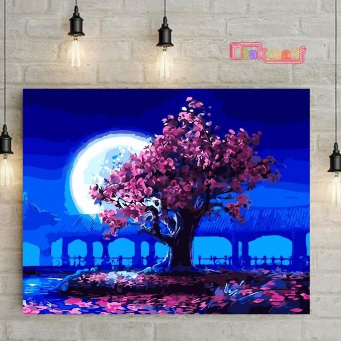 

Paket Melukis Lengkap Kanvas - Paint By Number - Midnight Tree - 50x40