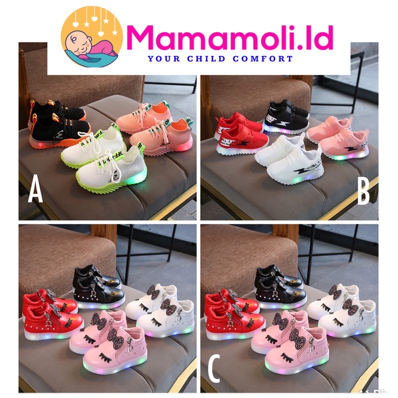 Sepatu Anak Anak Laki Perempuan / Sepatu Anak Anak / Sepatu LED Nyala Lampu Anak Anak Perempuan Laki laki Kedap Kedip/ Sepatu Sneaker Anak Laki Laki Perempuan ? Sepatu Sekolah Anak Anak / Children LED Shoes / Kid Shoes Boy Girl/ Sepatu Anak Import