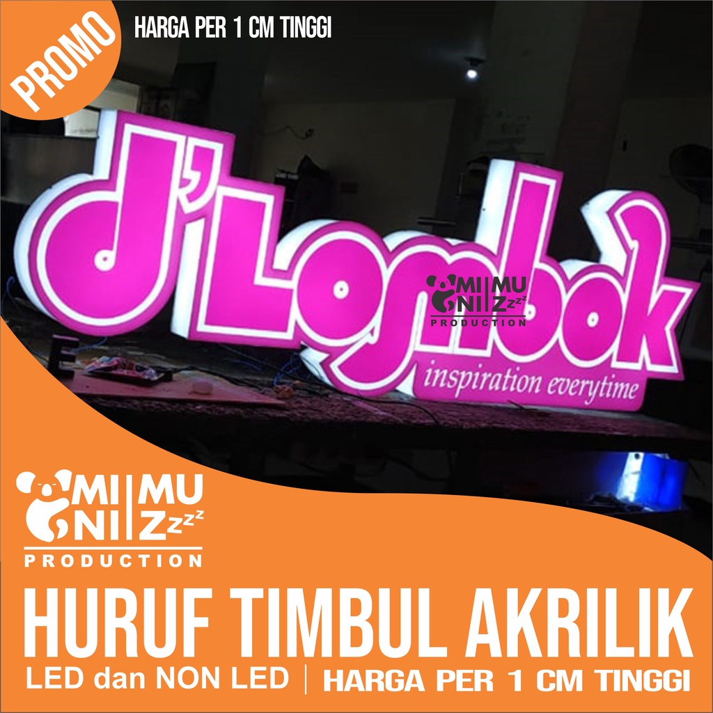 Ready Huruf Timbul Menyala - Letter Timbul Led - Huruf Akrilik Custom Led