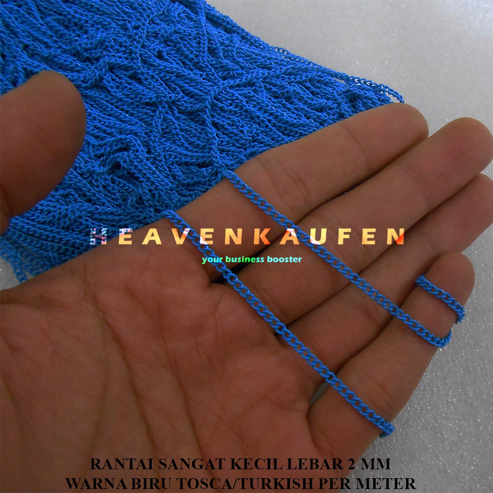 Rantai Sangat Kecil Biru Turkish Tosca Lebar 2 mm Untuk Rantai Craft Dll Harga Per Meter