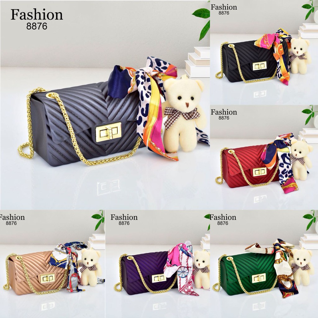 Fashion Chanel Jelly mini Chevron 8876 VIC TAS JELLY SLEMPANG TAS IMPORT BAG TAS MURAH WANITA