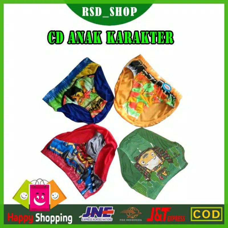1 Lusin CD Karakter | Celana Dalam Anak Laki-Laki Karakter Gambar Depan