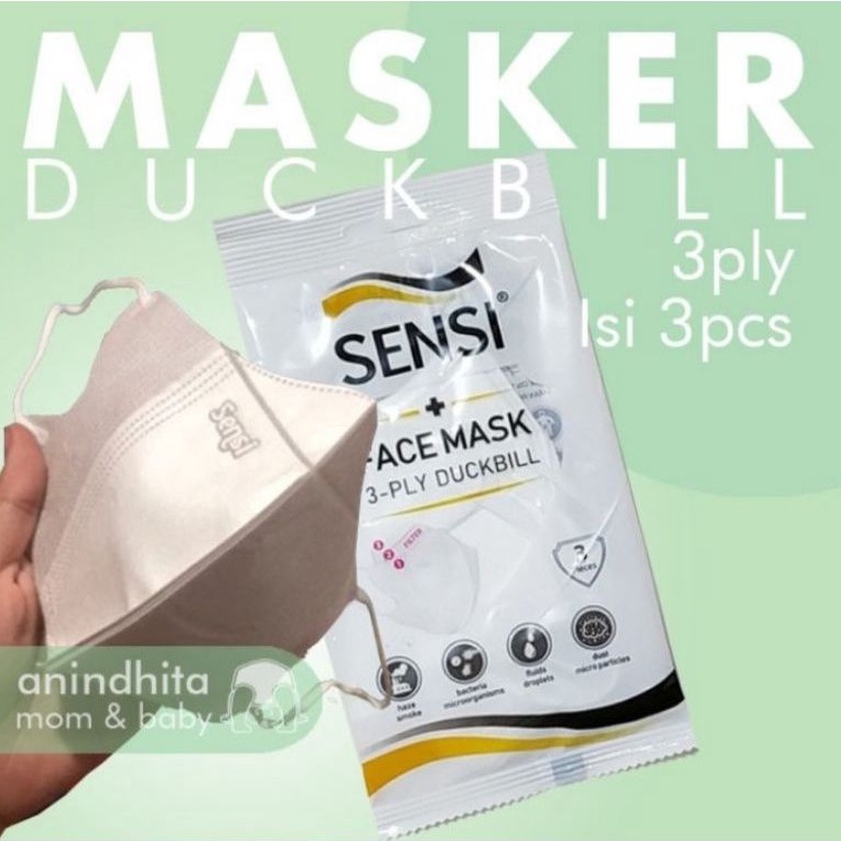 SENSI Duckbill 3Ply Mask isi 3pcs Masker Medis 3ply Sensimask