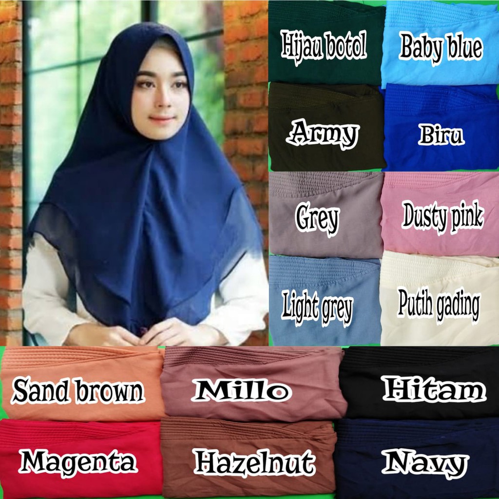 Terlaris jilbab hijab Khimar syari 2 Layer