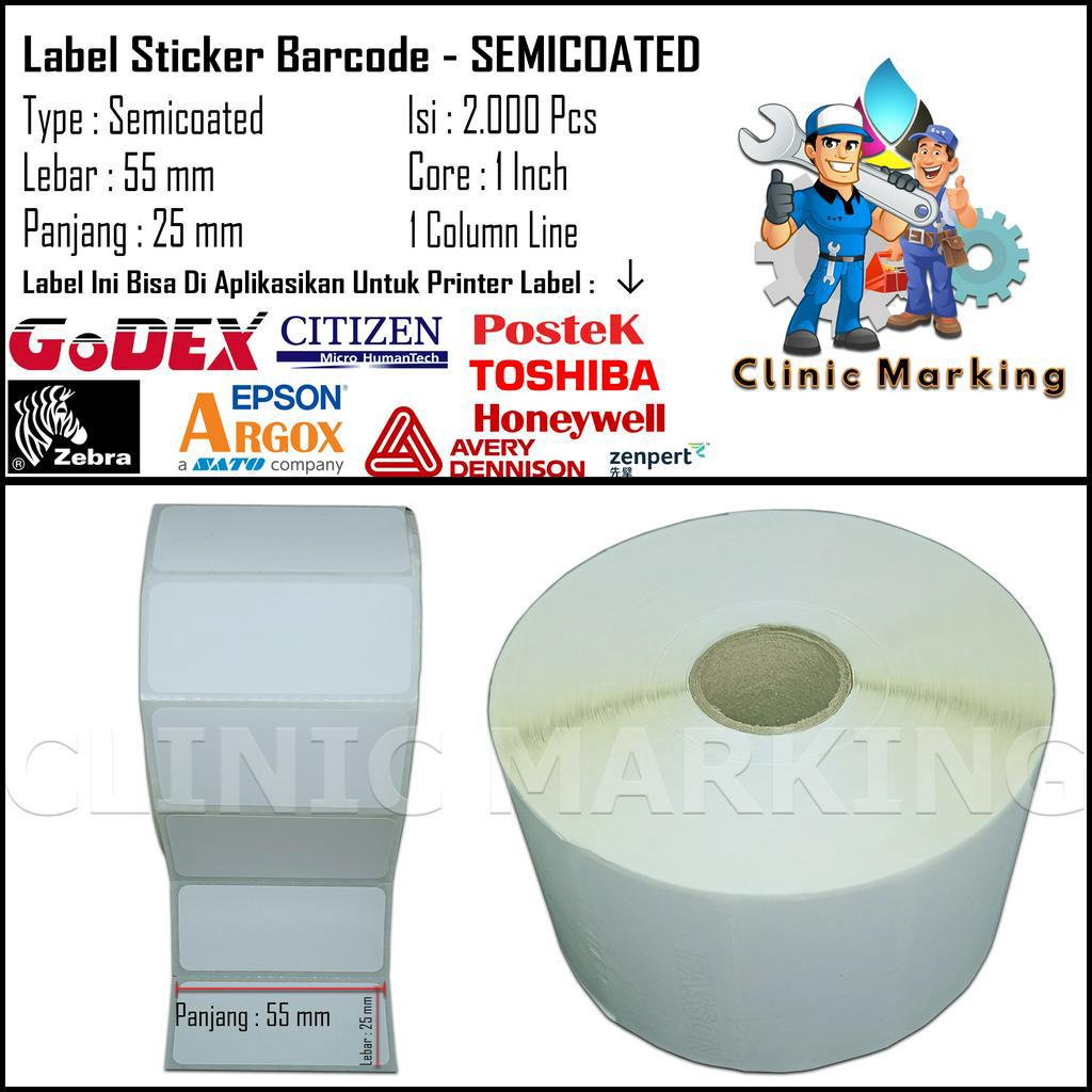 

Label Sticker Barcode Semicoated 55mm X 25mm - 1 Line Isi 2.000 Pcs