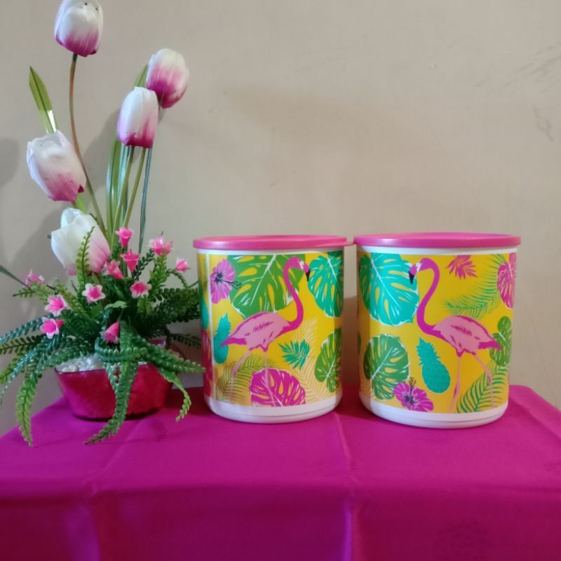Flaminggo Canister/Canister Tupperware/flower canister