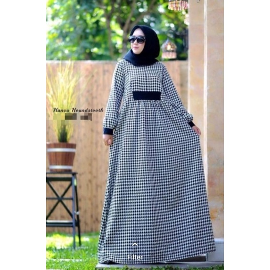 GAMIS DRESS HANZU HOUNDSTOOTH LIMITED DUAI FAV ORIGINAL