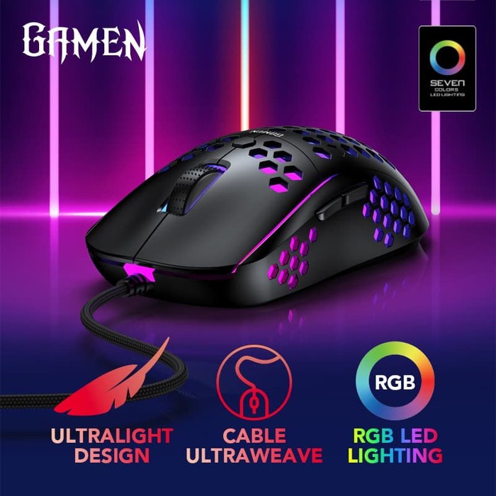 GAMEN GM710 Gaming Mouse 6400DPI model HIVE UX2 Pixart 3360