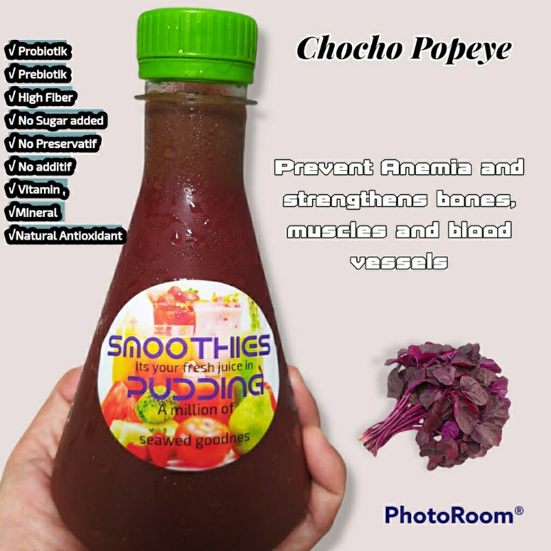 

ACBL Smoothies Puding Jus Fermentasi Bayam Merah Choco Popeye isi 2 botol @ 350, Pengganti Nasi