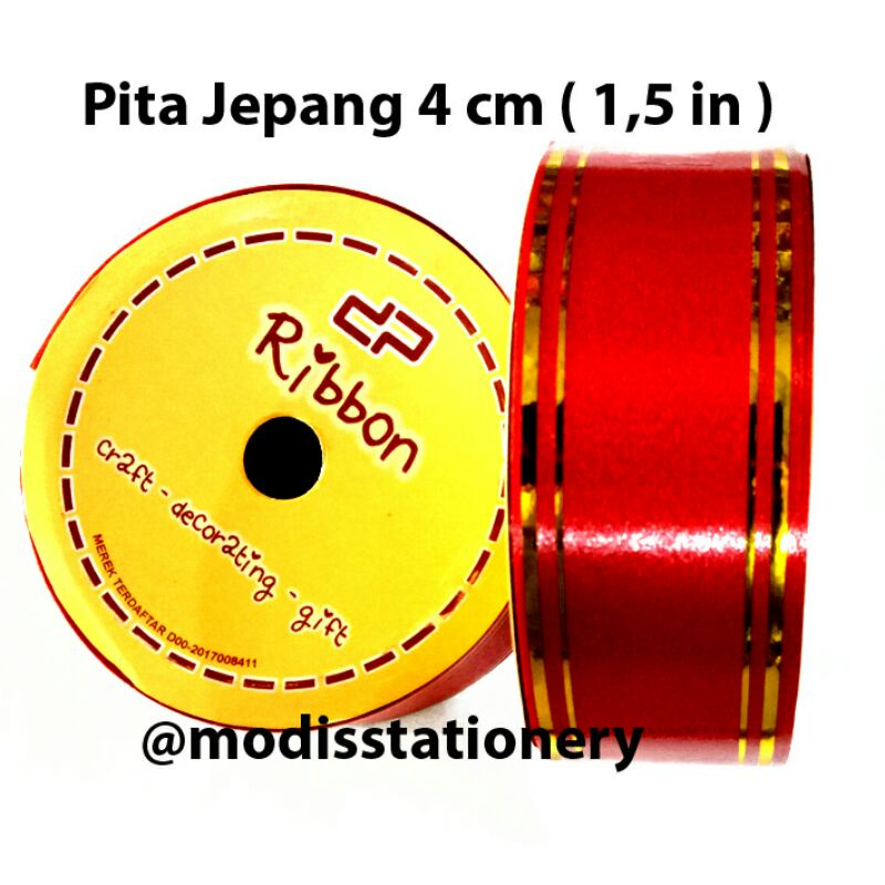 

pita jepang 4 CM 1,5 in merah hiasan ribbon