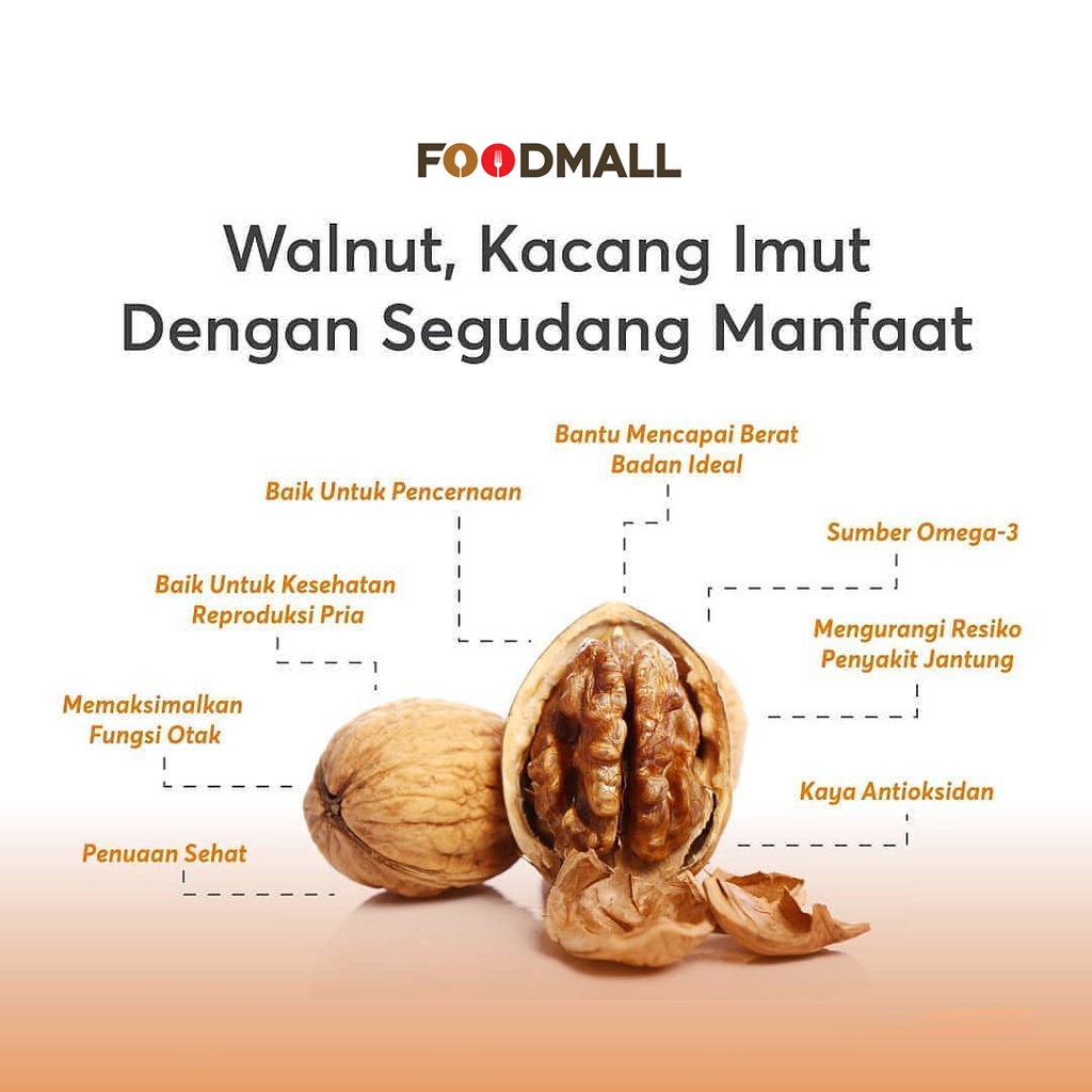 Kacang Walnut Mentah 250 gram UTUH 95% Snack Sehat