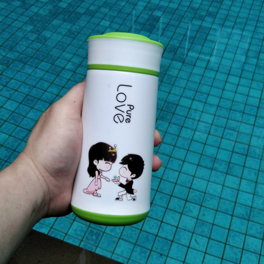 BOTOL AIR MINUM PURE LOVE KARTUN CANTIK VIRAL 450ML TERMURAH