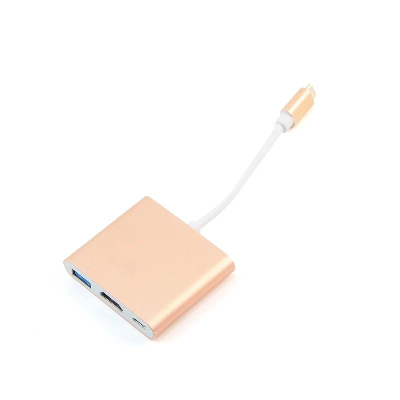 CONVERTER TYPE-C TO HDMI 3 IN 1 - TAMBAHAN PORT USB 3.0 &amp; TYPE-C UNTUK CHARGER - CONNECTOR COLOKAN TYPE C KE HDMI TERMURAH - TEKNO KITA