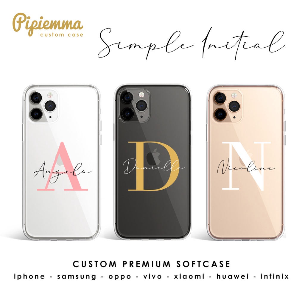 Custom Case Simple Initial Nama Softcase Premium iphone13 iphone12 samsungs22 s21 iphone13pro iphone13promax iphone12mini